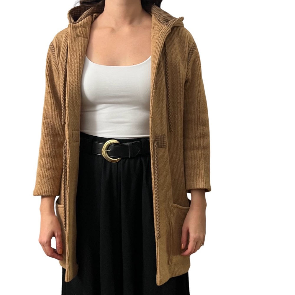 1970’s Italian Hooded Tie Front Sweater, Long Hooded Open Front Sweater,‎ S/M - Picture 3 of 10